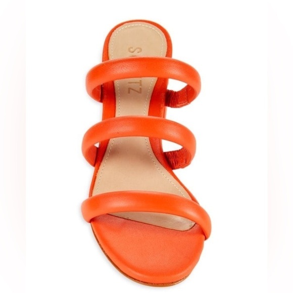 NEW! Schutz Bright Orange Olly Block Heel Leather Sandals - Size 6 - Picture 4 of 16